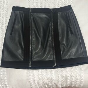 Faux leather black mini skirt